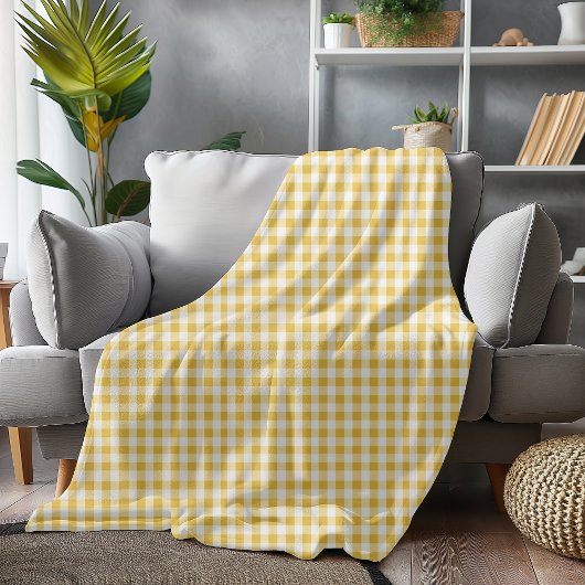 Couverture Polaire Jaune et blanc En vichy Plaid À damiers Cosy