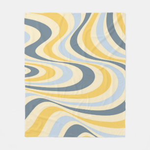 Couverture Polaire Jaune et bleu abstrait design tourbillon