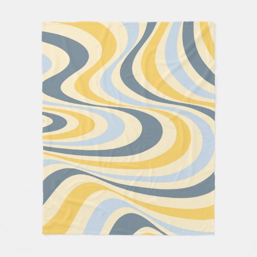 Couverture Polaire Jaune et bleu abstrait design tourbillon (Devant)
