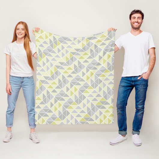 Couverture Polaire Jaune et gris moderne Abstrait triangle Motif (En situation)