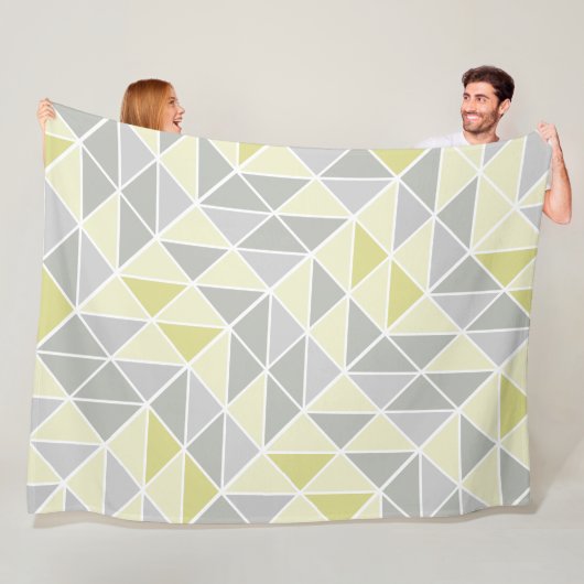 Couverture Polaire Jaune et gris moderne Abstrait triangle Motif (En situation)