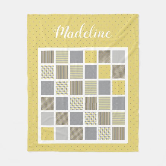 Couverture Polaire Jaune et Gris Plusieurs Motifs Couette (Devant)