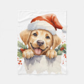 Couverture Polaire Jaune Labrador Retriever Chien chiot Noël (Devant)