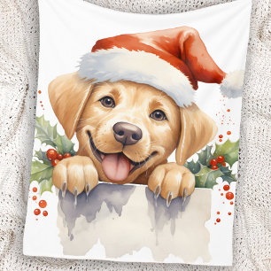 Couverture Polaire Jaune Labrador Retriever Chien chiot Noël