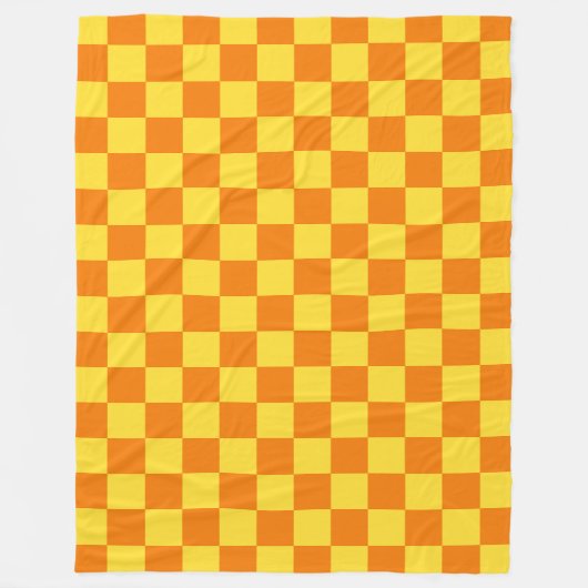 Couverture Polaire Jaune Orange Checkboard À damiers Checkpoint (Devant)