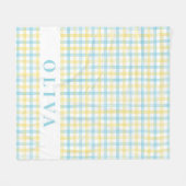 Couverture Polaire Jaune pastel bleu carreaux personnalisé (Devant (Horizontal))