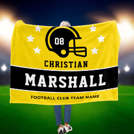 Couverture Polaire Jaune personnalisé Nom Numéro Football Américain