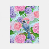 Couverture Polaire Jay bleu et fleurs motif aquarelle (Devant)
