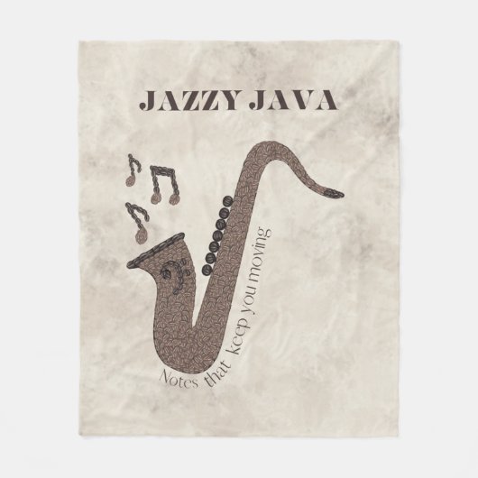 Couverture Polaire Jazzy Java-Grains de Café-Saxophone- (Devant)