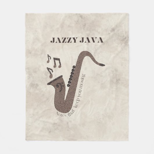 Couverture Polaire Jazzy Java-Grains de Café-Saxophone- (Devant)