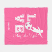 Couverture Polaire Je Joue Comme Une Fille - Football Rose (Devant (Horizontal))