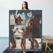 Couverture Polaire Je nous aime Script Photo Bleu et Blanc