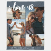 Couverture Polaire Je nous aime Script Photo Bleu et Blanc (Devant)