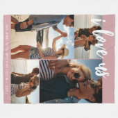 Couverture Polaire Je nous aime Script Photo rose et blanc (Devant (Horizontal))