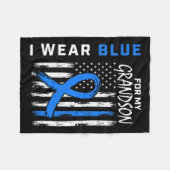 Couverture Polaire Je Porte Du Bleu Pour Le Drapeau De Sensibilisatio (Devant (Horizontal))
