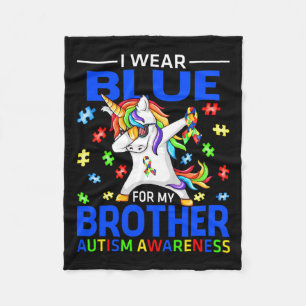 Couverture Polaire Je porte du bleu pour mon frère, licorne de sensib