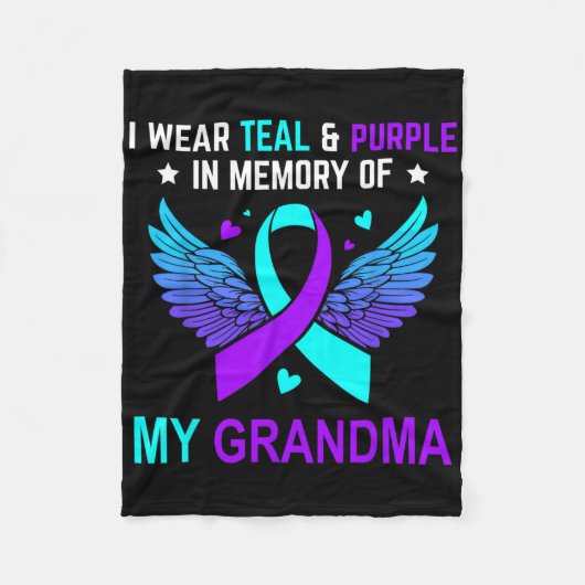 Couverture Polaire Je Porte Turquoise Et Violet En Mémoire De Ma Gran (Devant)