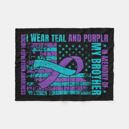 Couverture Polaire Je Porte Turquoise Et Violet Pour Mon Frère Suicid (Devant (Horizontal))