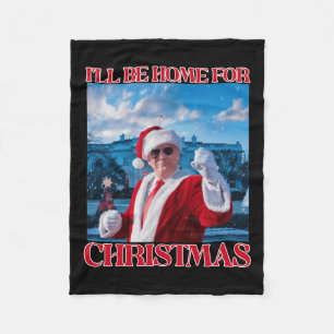 Couverture Polaire Je serai à la maison pour Noël Père Noël drôle Tru