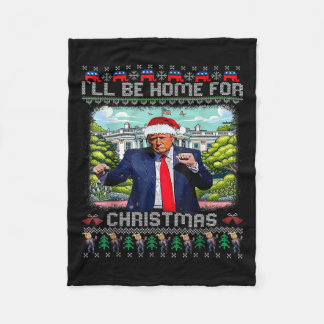 Couverture Polaire Je serai à la maison pour Noël Père Noël drôle Tru