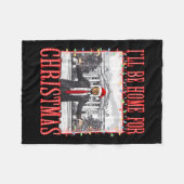 Couverture Polaire Je serai à la maison pour Noël Père Noël drôle Tru (Devant (Horizontal))