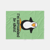 Couverture Polaire Je suis entouré d'idiots Funny Penguin| Vert (Devant (Horizontal))