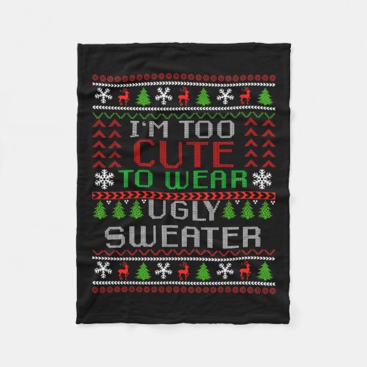 Couverture Polaire Je suis trop mignon pour porter Noël moche Sweater (Devant)