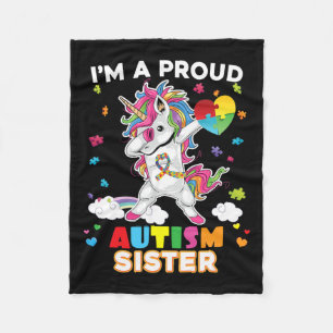 Couverture Polaire Je suis une fière soeur Dabbing Unicorn Autisme La