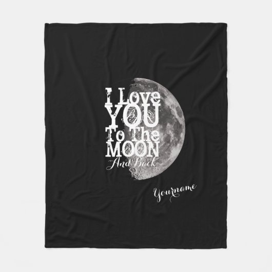Couverture Polaire Je t'aime à la lune et au dos avec votre nom (Devant)