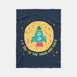 Couverture Polaire Je t'aime à la lune et au Rocketship arrière