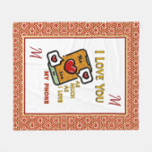 Couverture Polaire Je t'aime Coeurs Monogrammes Initiales Téléphone A (Devant (Horizontal))