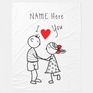 Couverture Polaire Je t'aime - Couple mignon - Texte personnalisé /