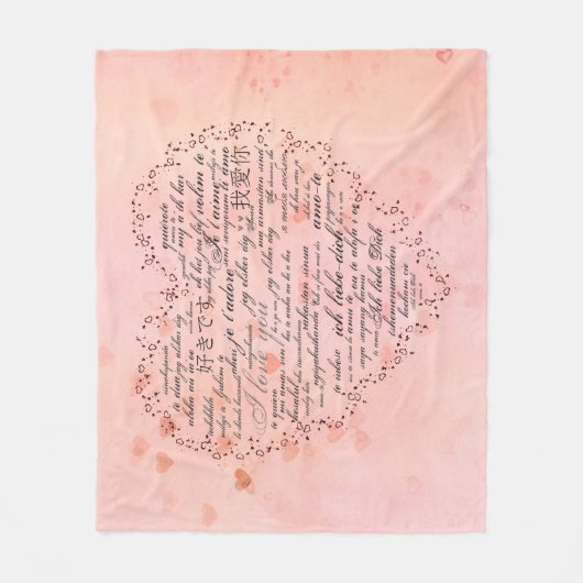 Couverture Polaire Je t'aime dans différentes langues (Devant)