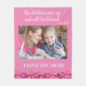 Couverture Polaire Je t'aime Maman Bible chrétienne Verse rose (Devant)