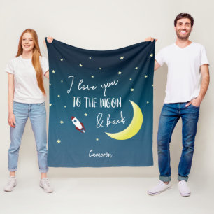 Couverture Polaire Je t'aime sur la lune et le dos Nom Espace extra-a