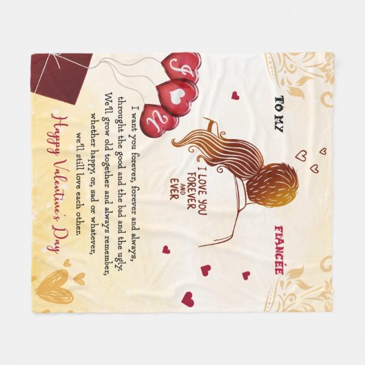 Couverture Polaire Je T'Aime Toujours Et Toujours, Heureuse Sainte-Va (Devant (Horizontal))