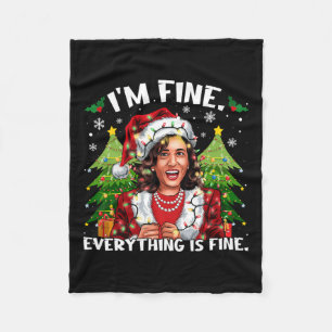 Couverture Polaire Je vais bien tout est beau mème Kalama Père Noël C