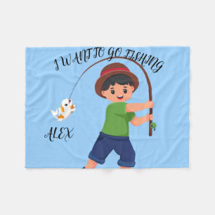 COUVERTURE POLAIRE "JE VEUX ALLER PÊCHER" BLANKET POUR LES GARÇONS