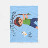 COUVERTURE POLAIRE "JE VEUX ALLER PÊCHER" BLANKET POUR LES GARÇONS (Devant)