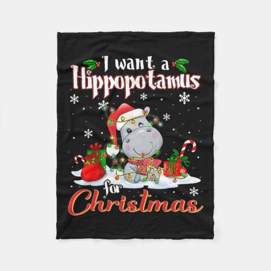 Couverture Polaire Je Veux Un Hippopotame Pour Noël Funny Xmas Hip (Devant)