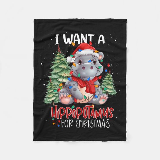 Couverture Polaire Je Veux Un Hippopotame Pour Noël Hippo De Noël Pou (Devant)