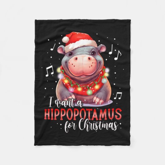 Couverture Polaire Je Veux Un Hippopotame Pour Noël Hippo De Noël Pou (Devant)
