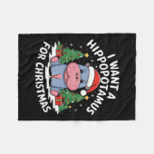 Couverture Polaire Je Veux Un Hippopotame Pour Noël Hippo De Noël Pou (Devant (Horizontal))