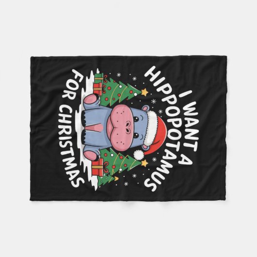 Couverture Polaire Je Veux Un Hippopotame Pour Noël Hippo De Noël Pou (Devant (Horizontal))