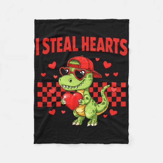 Couverture Polaire Je vole des coeurs Saint Valentin Dinosaure Mignon (Devant)