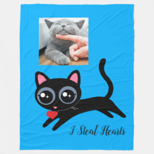 Couverture Polaire Je vole les coeurs mignons Kitty Chat Photo