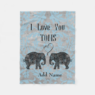 Couverture Polaire JE VOUS AIME TONNES/Elephant Art/Personnalisé