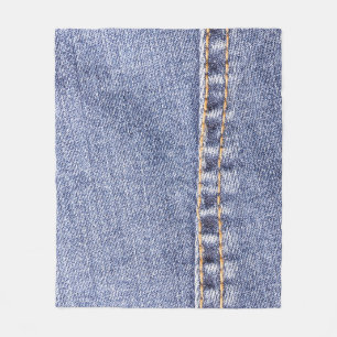 Couverture Polaire Jeans bleus : texture cousue détaillée.