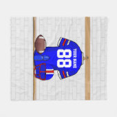 Couverture Polaire Jersey de football bleu blanc personnalisé (Devant (Horizontal))