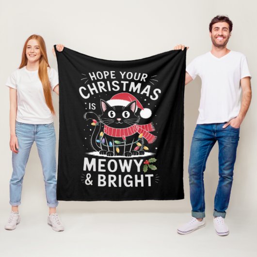 Couverture Polaire J'espère que votre Noël est Meowet Bright Cat Noël (En situation)